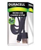 Duracell 3 ft. micro usb sync & charge fabric cord with metallic head