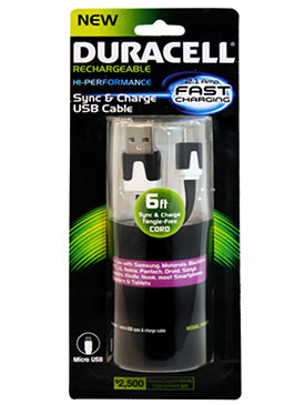 Duracell 6FT Micro USB Sync & Charge Micro USB Cable - Black