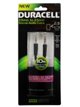 Duracell  10FT 3.5mm to 3.5mm Stereo Audio Cable - Black