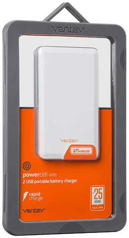 Ventev Powercell 6000mAh 2 UBS Port Portable Battery