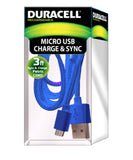 Duracell 3 ft. micro usb sync & charge fabric cord with metallic head